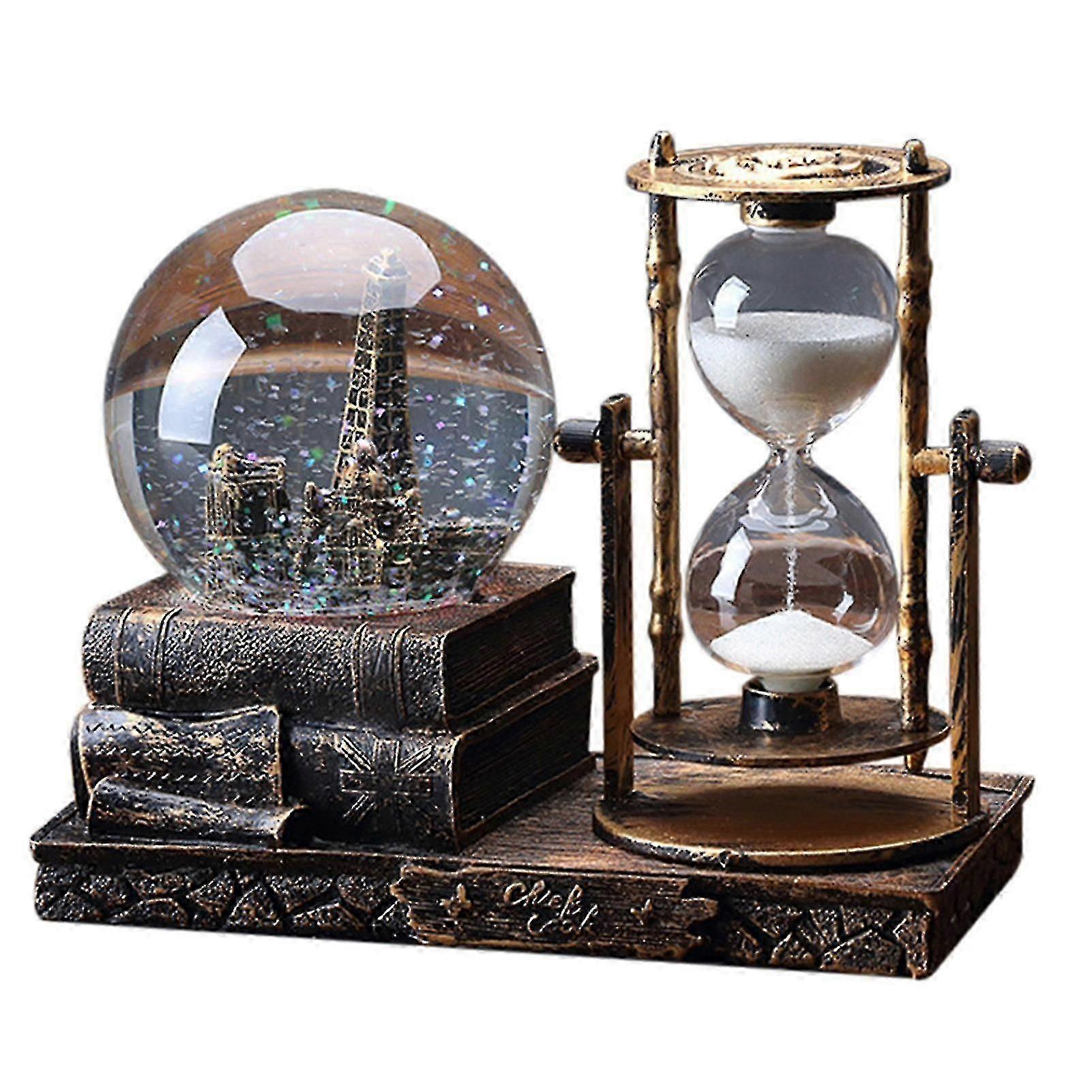 2 In 1 Retro Crystal Ball Hourglass Timer With Light Music Decoration For Desk