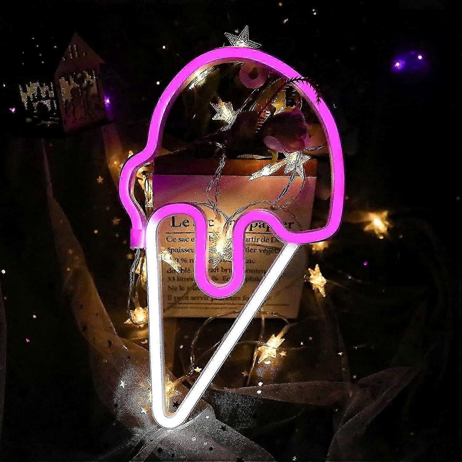 Led Neon Light Ice Cream Neon Signs For Wall Decor Battery Or Usb Powered Neon Night Light Neon Light Sign Art Wall Decorative Light For Home Birthday