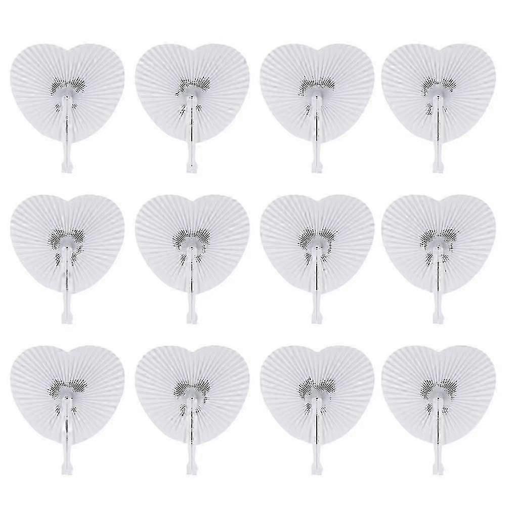 12 Pcs Folding Fans Paper Fans Assortment With Handle For Wedding Favor Party