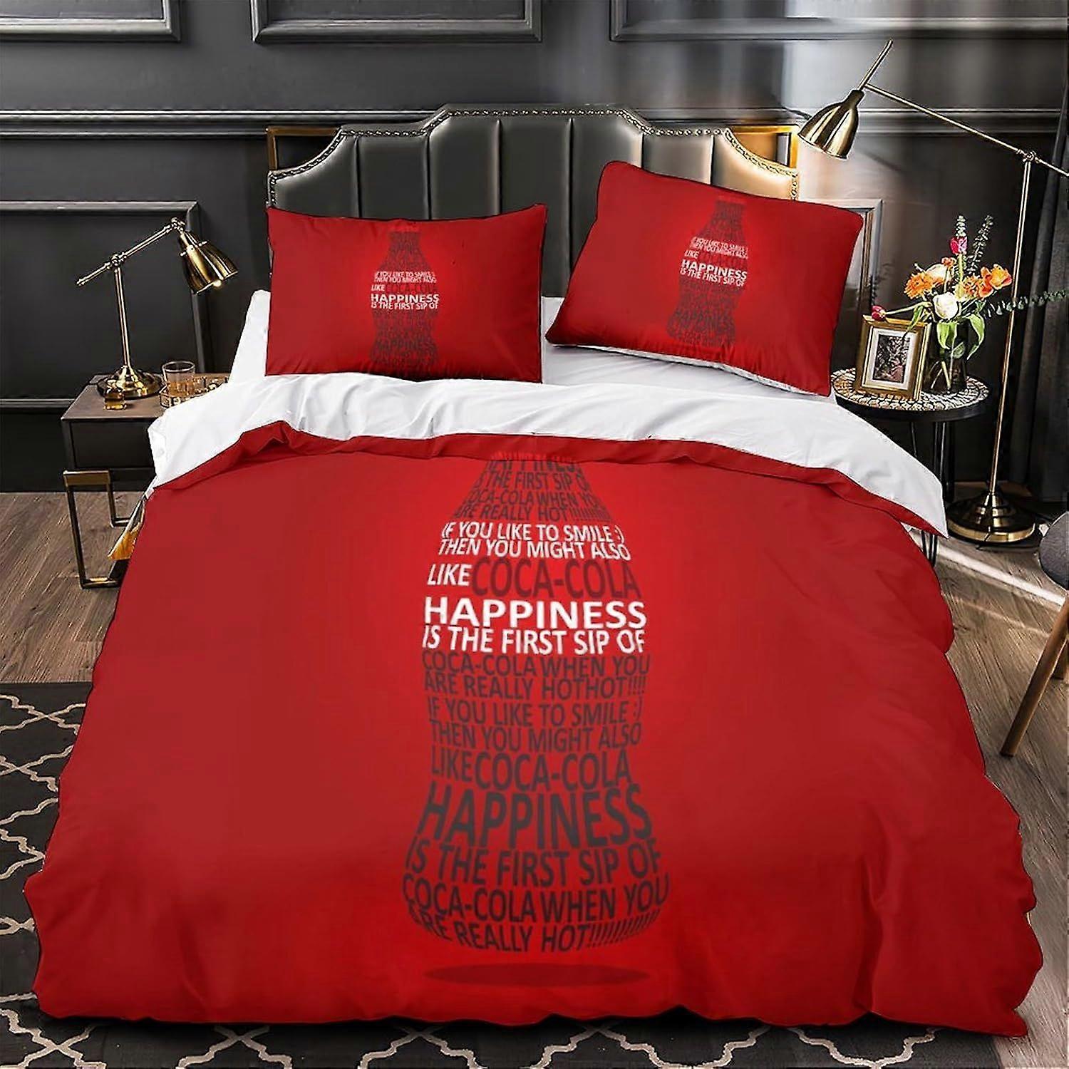 Coca - Cola Duvet Cover Comforter Covers Quilt Cover for Teens And Adults 3D Print Bedding Set with Pillow Cases Soft Microfiber with Zipper Closure 3