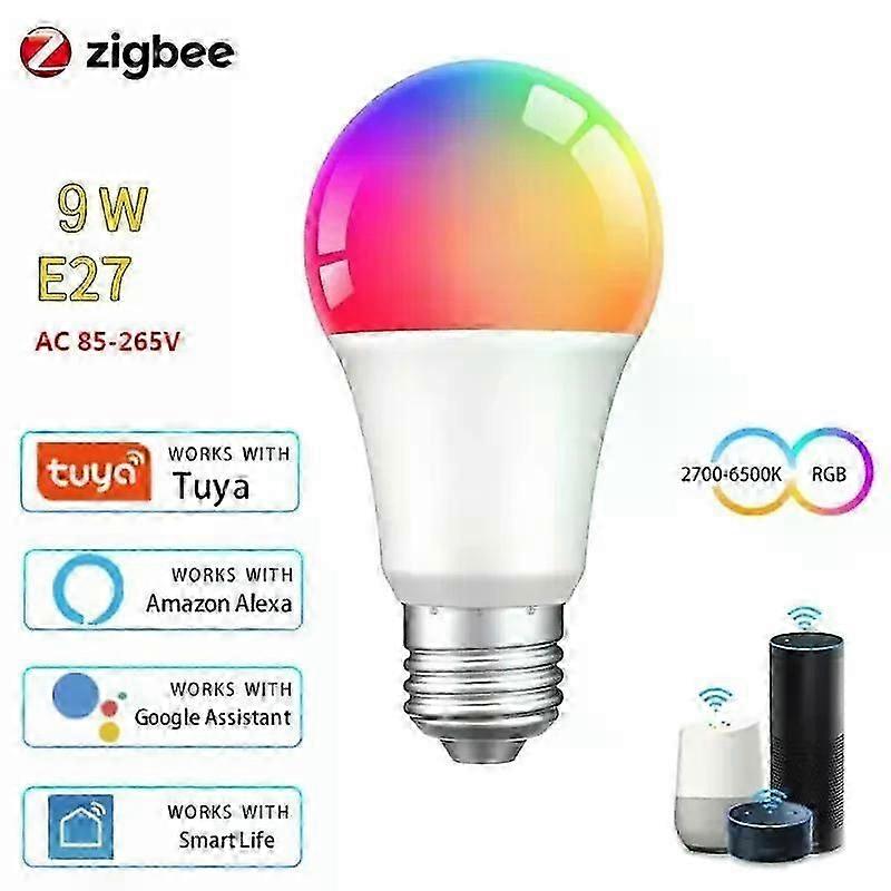 Tuya Smart Bulb Zigbee 9/12/15/18W Wireless App Timing LED Lights RGBW E27 Lamp 2700k-6500K Voice Control Via Alexa Google Home