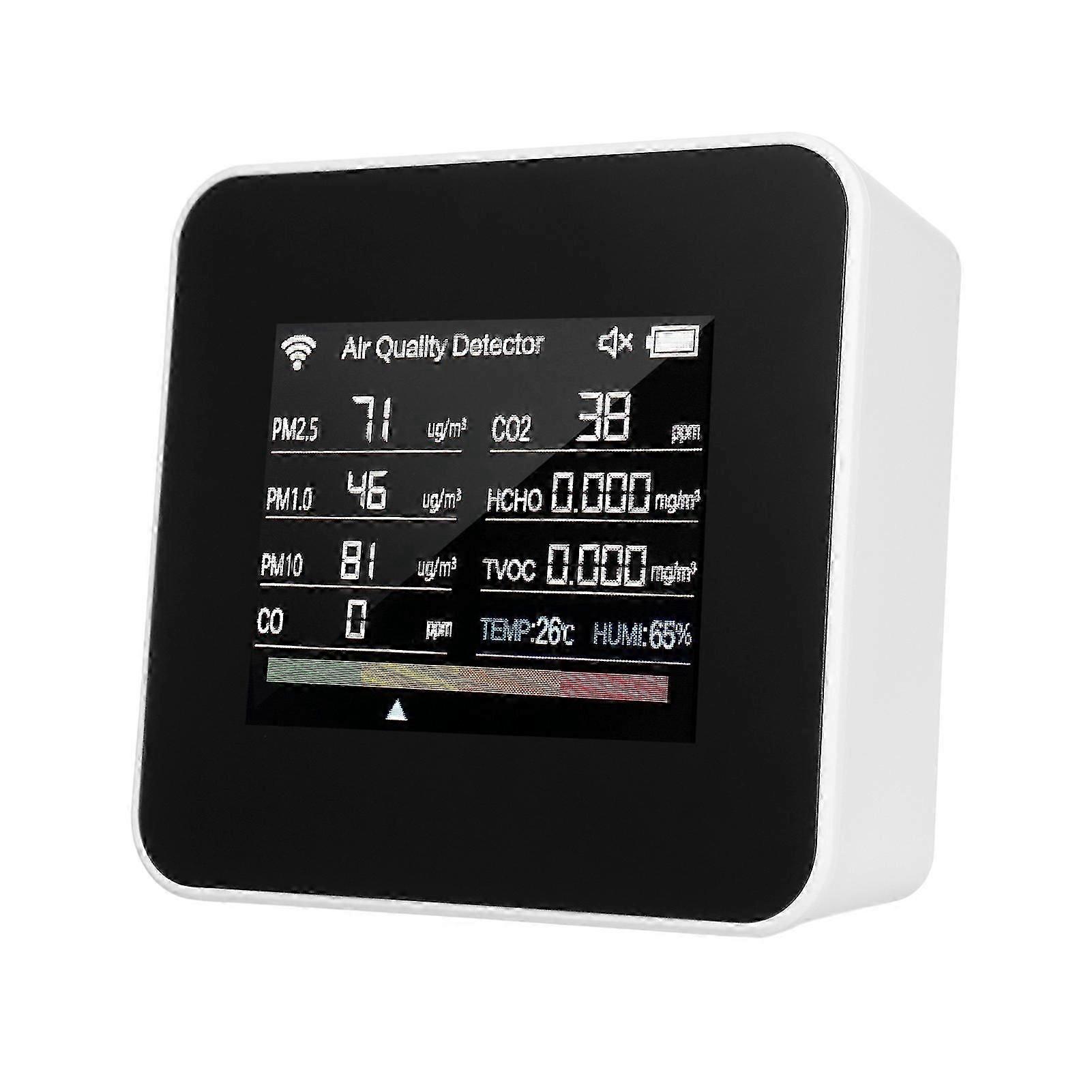 14-in-1-Luftqualitätsmonitor, erkennt CO2 PM2,5 TVOC, WiFi-Farbdisplay, Smart Home.
