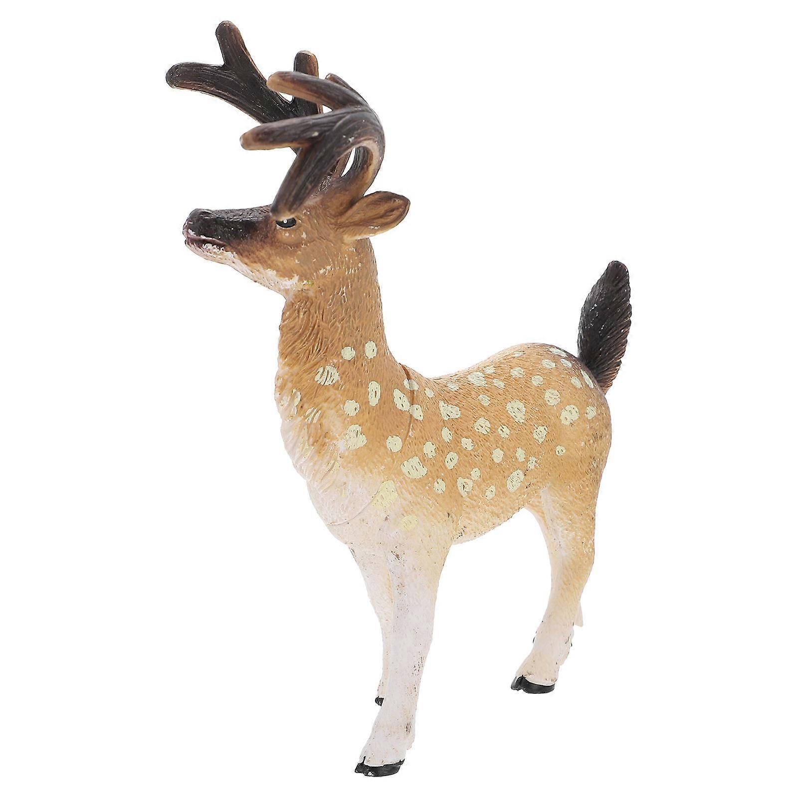 Yellow Simulation Deer Figurine for Decor 2Pcs White-Tailed Deer Model
