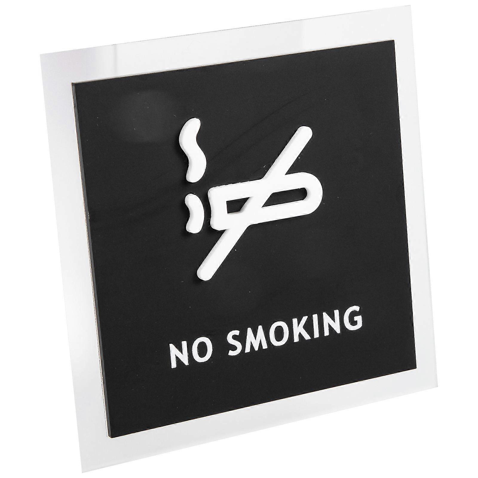 Acrylic No Smoking Sign for Public Use 2Pcs Black Reminder Board