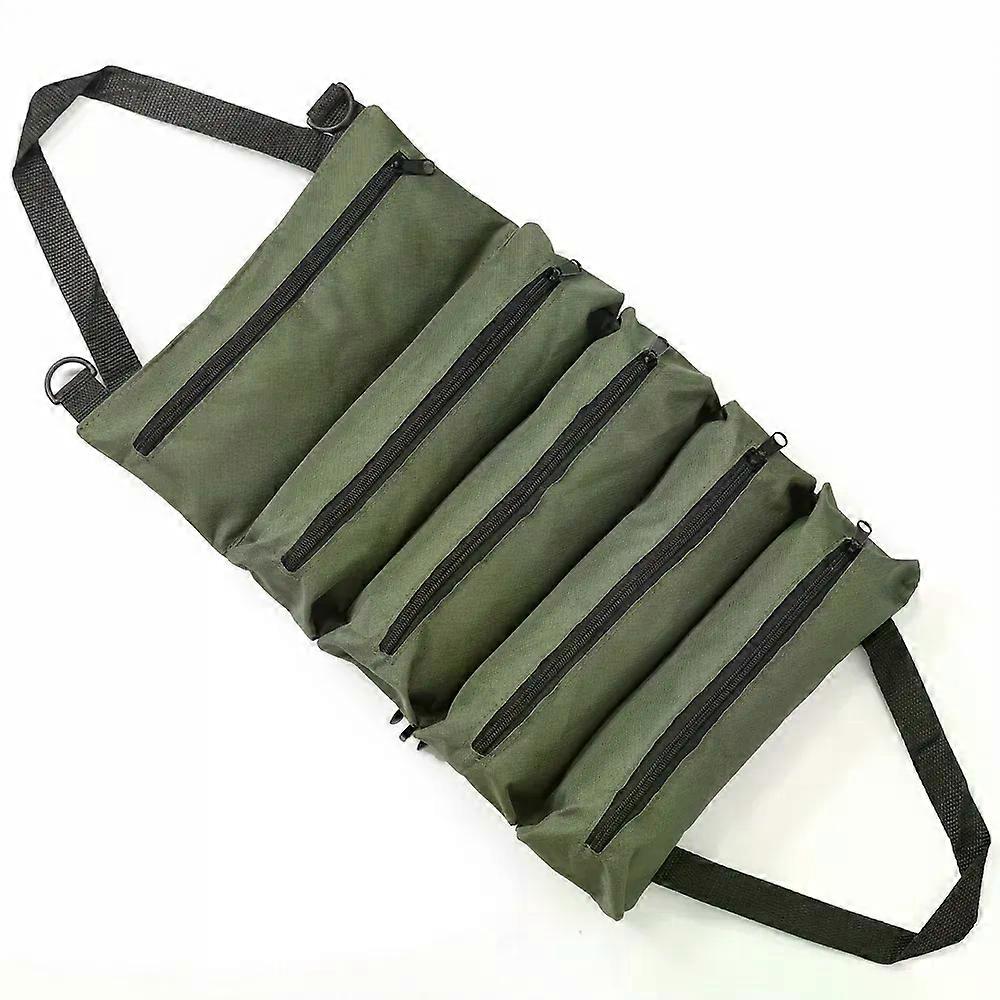 Heavy-Duty Roll-Up Tool Bag - Oxford Fabric Multi-Tool Organizer All-in-One Garage Storage for Mechanics/Electricians/Carpenters
