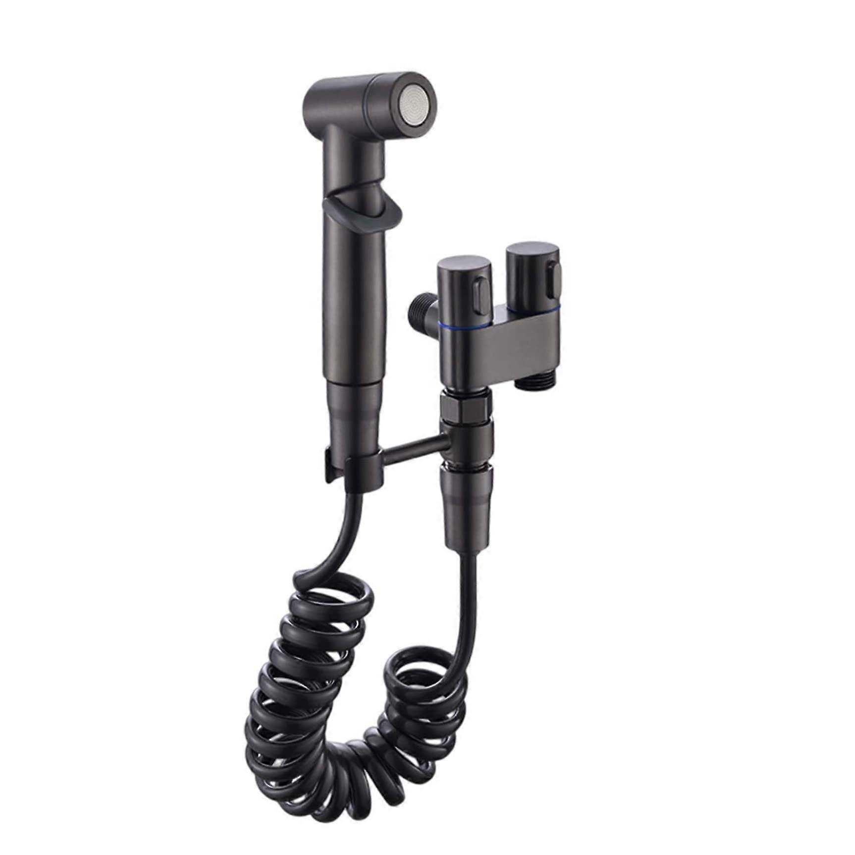 1 in 2 Out Dual Control Valve For Bidet Shower Head, Toilet, Black, 1 Inch Inlet, 2 Outlets, Washing Machine Connection