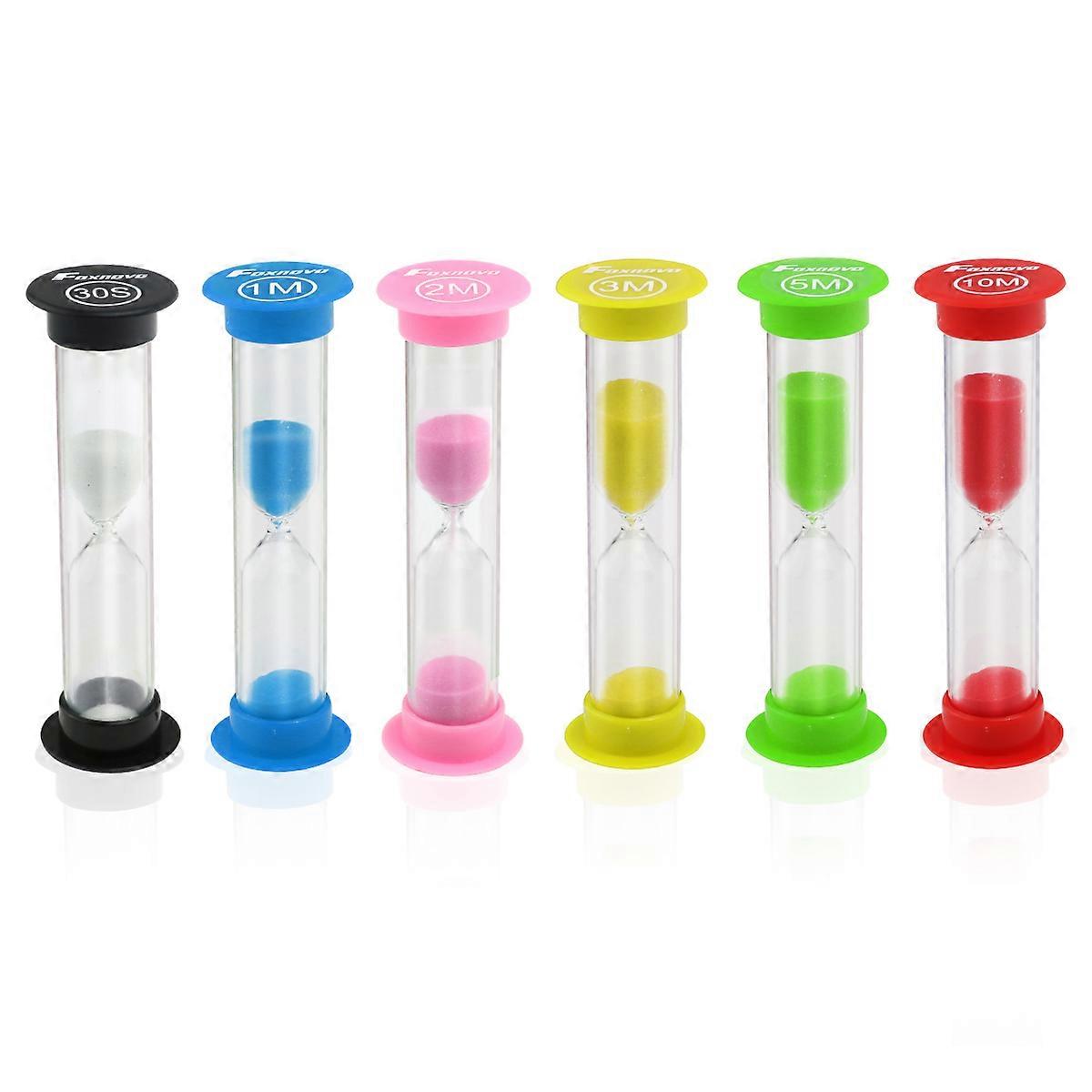 Colorful Hourglass Sand Timers 6Pcs for Time Counting by Foxnovo