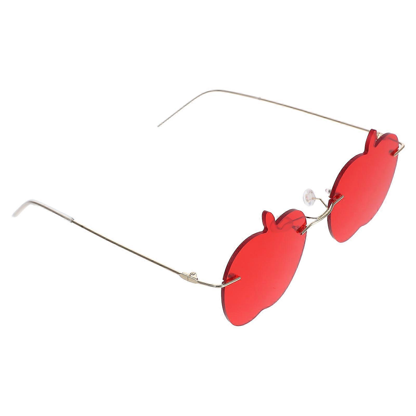 Rimless Glasses Apple-Shape Sunglasses for Party 3Pcs Red Decor