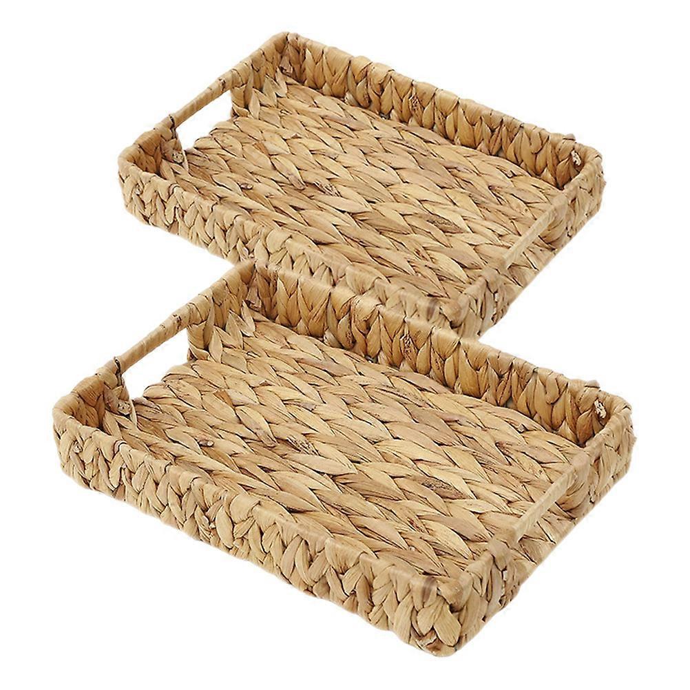 Khaki Woven Basket for Storage Organizer 2Sets Desktop Use