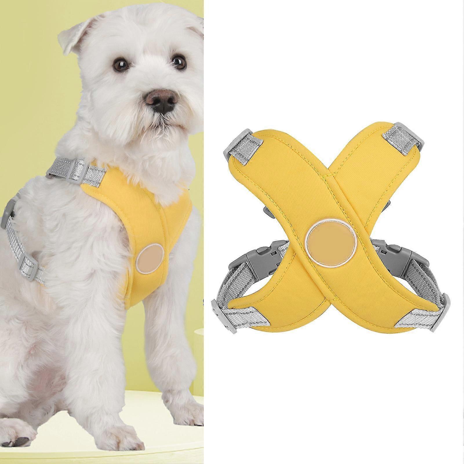 Dog Harness Leash Yellow Reflective Soft Padded Adjustable S
