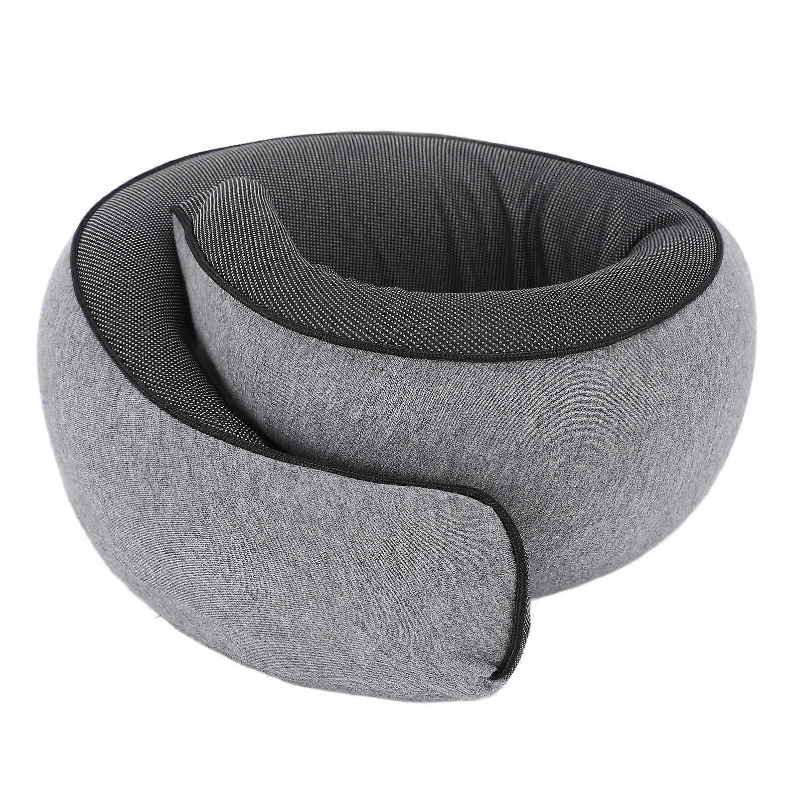 Foldable Gray Memory Foam Travel Neck Pillow 32x14x9cm