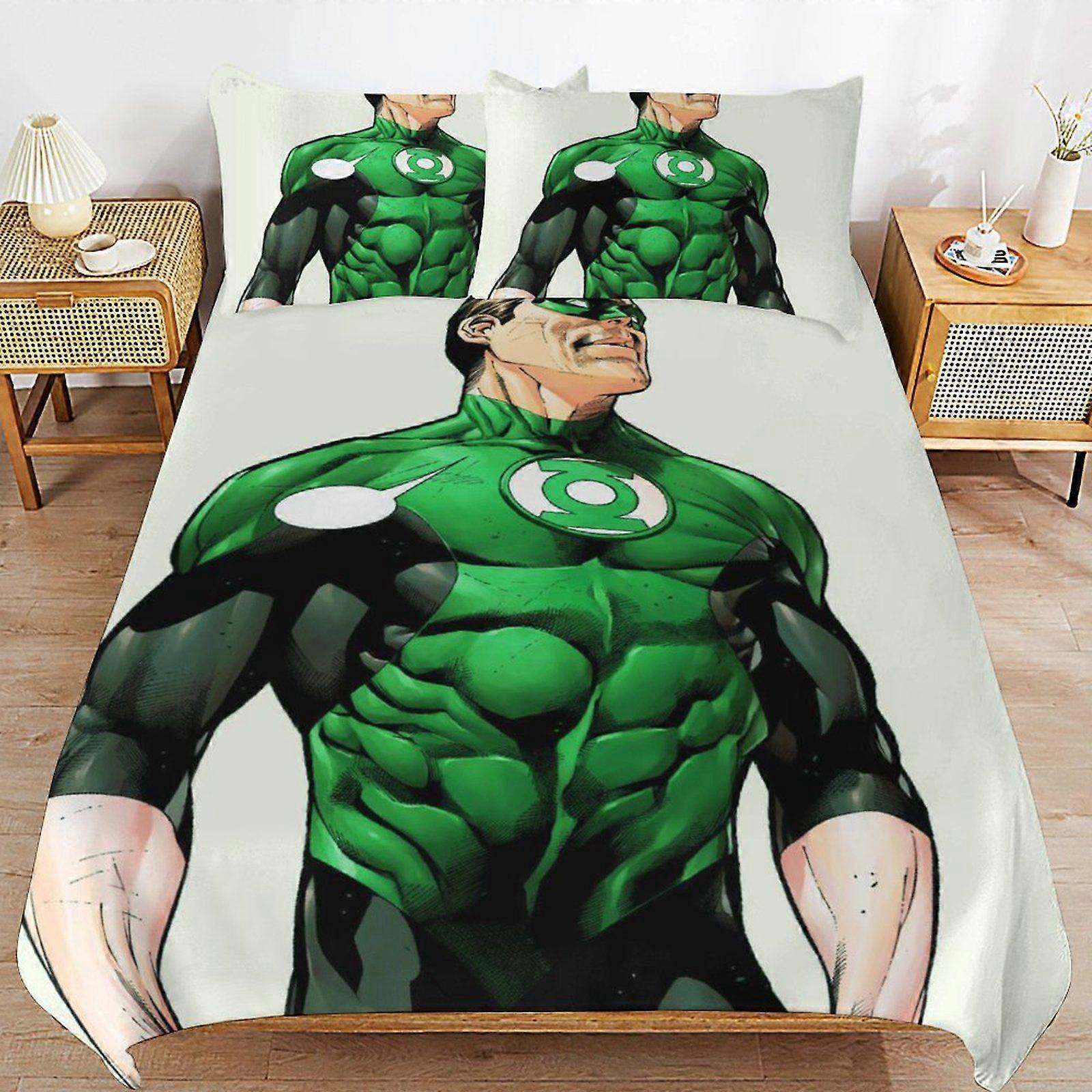 w307 Green Lantern The Animated Series Wrinkle Free Fabric Soft Sleep Ready Zipper Closure Threaded Finish Duvet Cover Sets Style m307