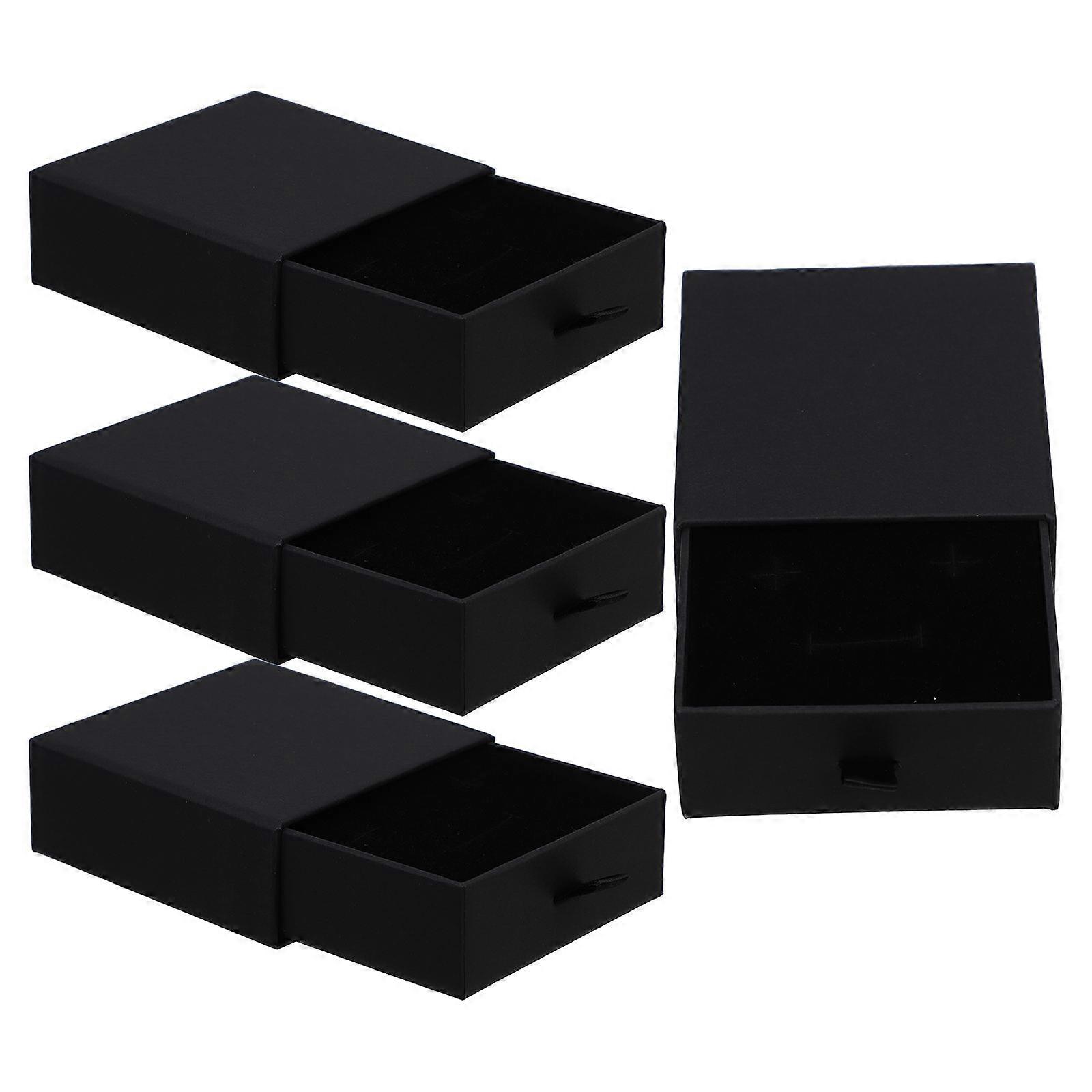 Present Packing Boxes for Jewelry Organizer with 4Pcs Paper Drawer Boxes in Black