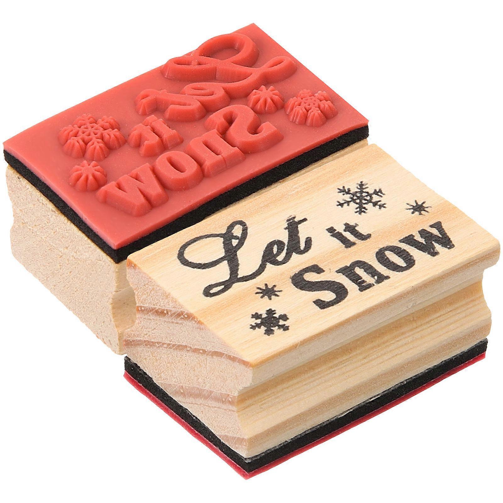 Creative Christmas Stamper Seal Wood Toy for Playing Use 6Pcs