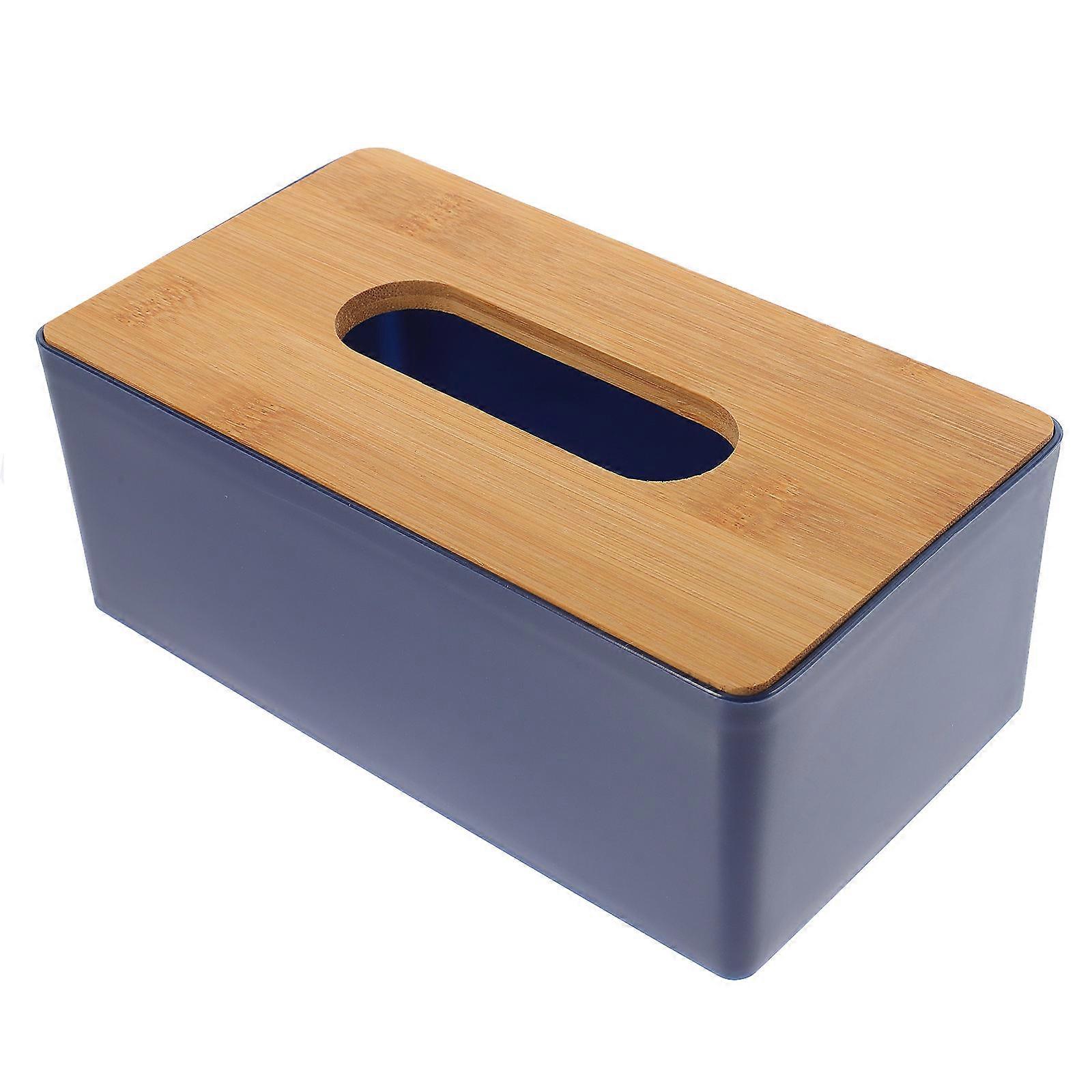 Tissue Box Holder Dark Blue Rectangle for 3Pcs Napkin Storage Organizer