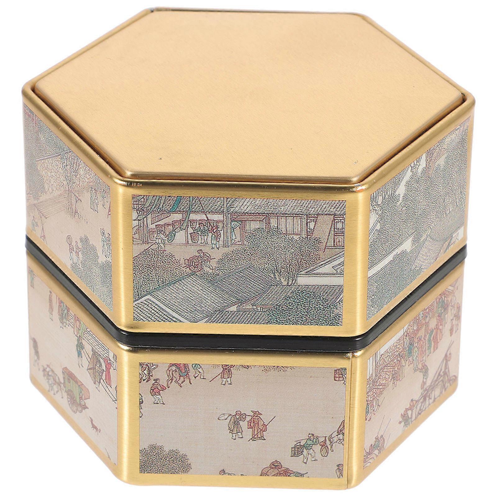 Chinese Style Tea Storage Jar for Loose Leaf Tea 3Pcs Tin Canisters