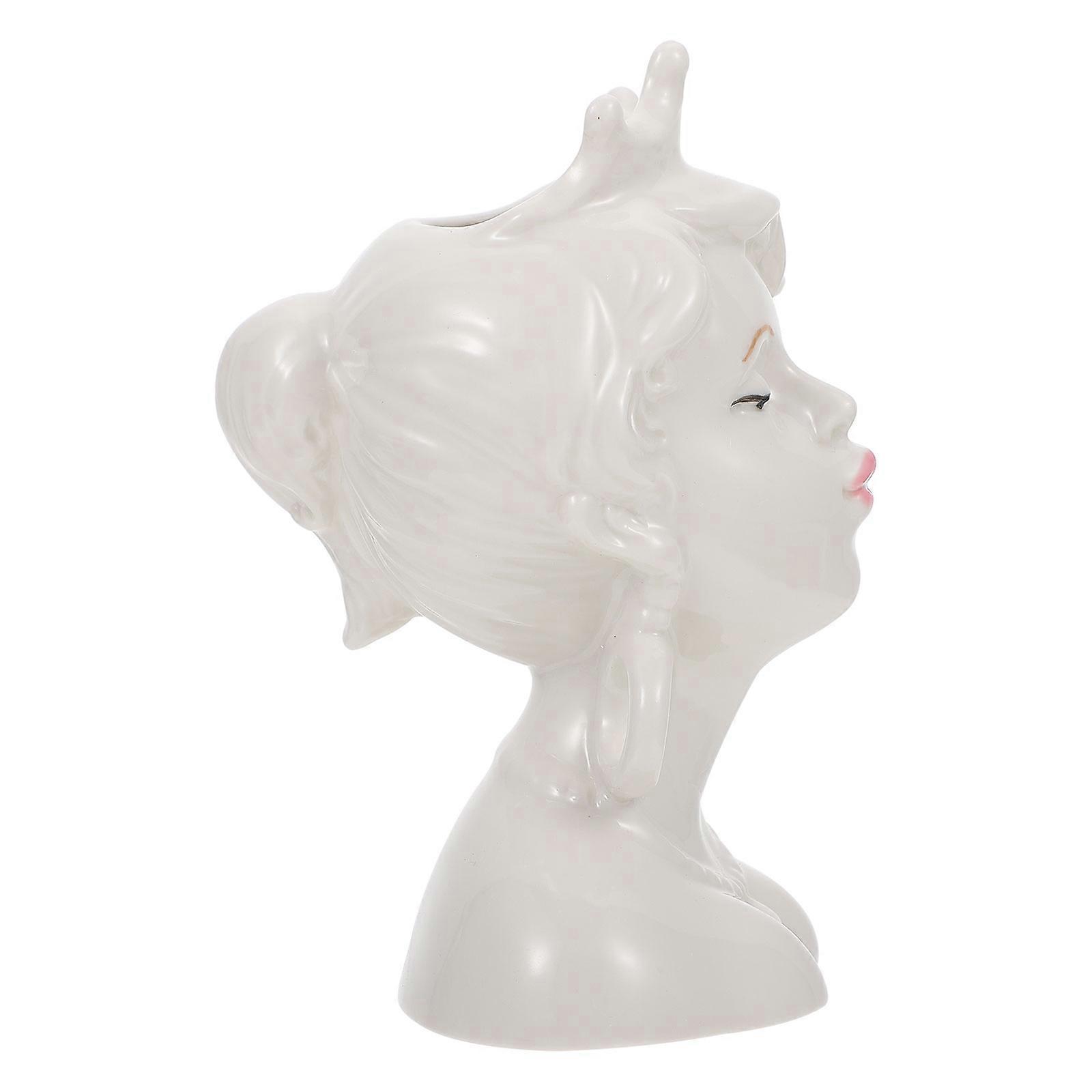 Decorative Ceramic Vase Human Face Model for Flower Arrangement 2Pcs