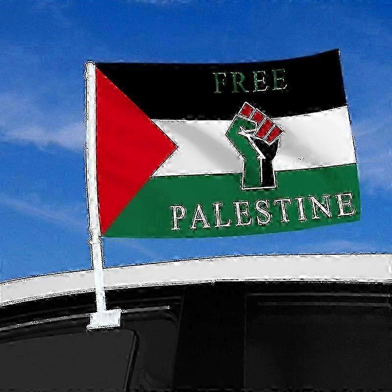 18"x12" Palestine Car Flag with Window Clip and Flag Pole - for Car Windows