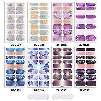 Glänzender Sternenhimmel-Set, 16 Nagellackfolien, Nagelaufkleber, Blitzzwiebelpulver, heißer goldener Stern und Mond, Nagelkunstaufkleber, 8 Stile, ein Set Nagellack