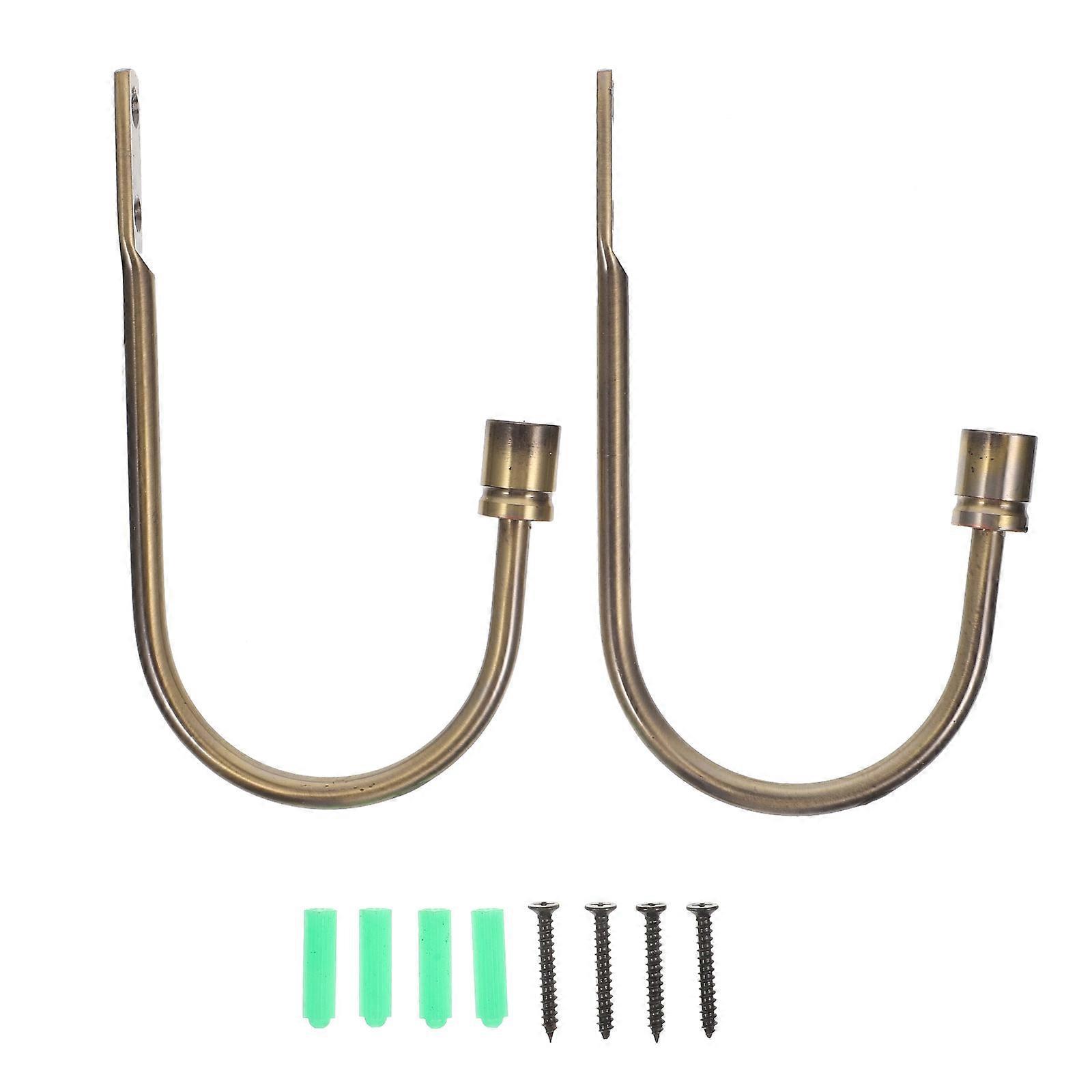 Curtain Hook U Shape Curtain Holdback for Ceiling 2Sets Golden Metal Tiebacks