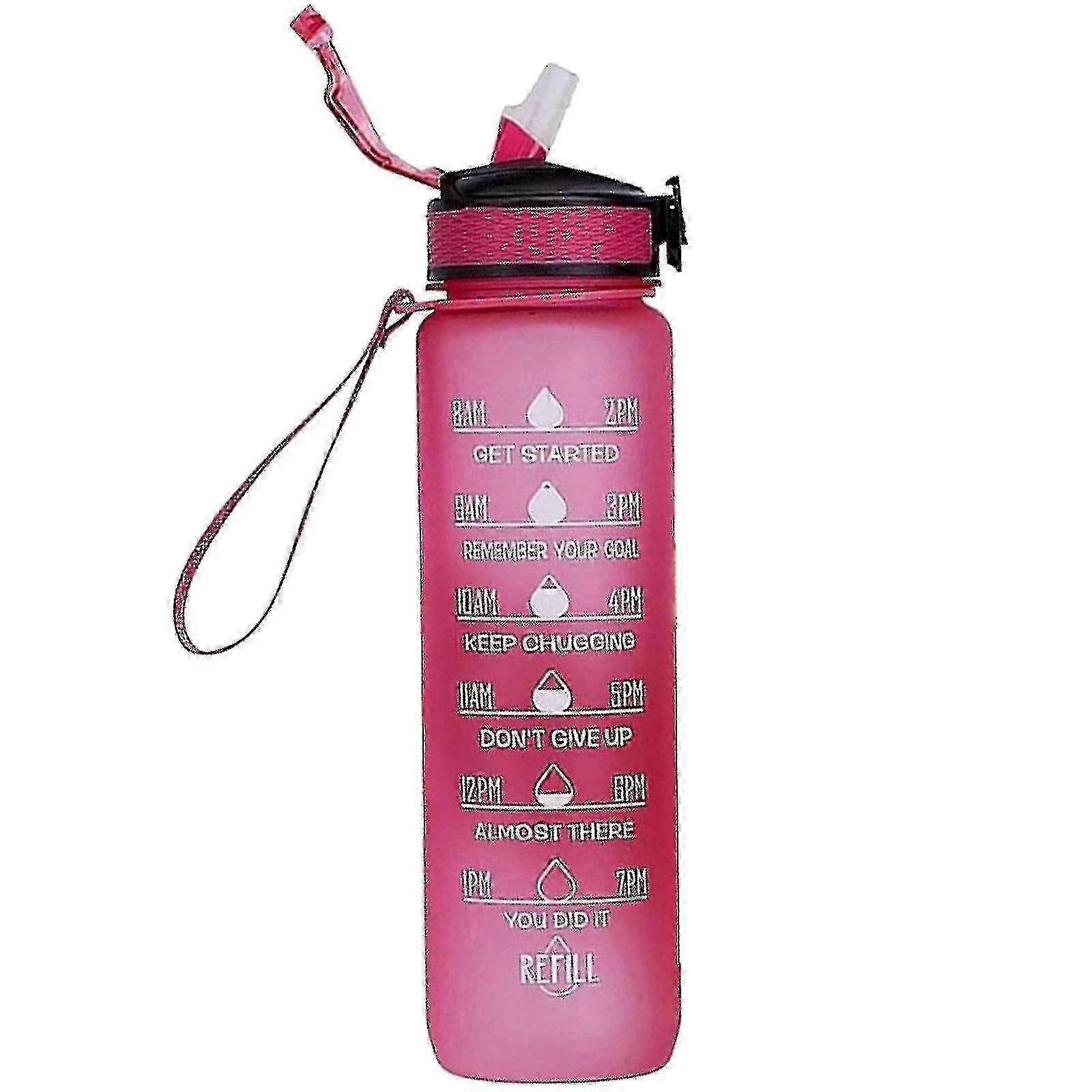 1000ML無料のやる気を起こさせるスポーツ水差し、タイムマーカー付き屋外フィットネスマグカップグラデーションカラーマグカップ屋外つや消しウォーターボトル