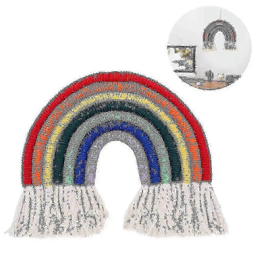 Macrame Rainbow Wall Hanging Colorful Small Tapestry Rope