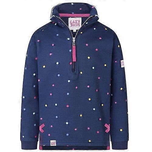 Lazy Jacks Girls Polka Dot Quarter Zip Sweatshirt
