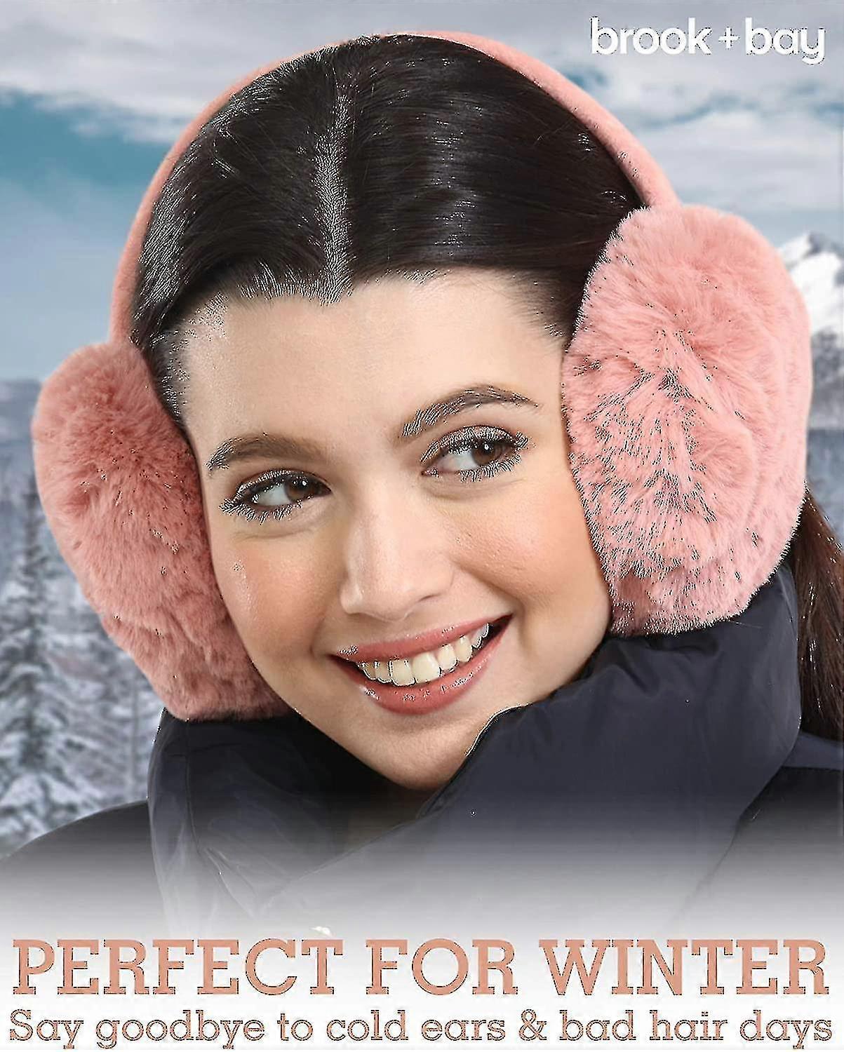 女性用イヤーマフ - ウィンターイヤーウォーマー - ソフト&ウォームケーブルニットファーリーフリースEarmuffs - 寒い天候のためのイヤーカバー