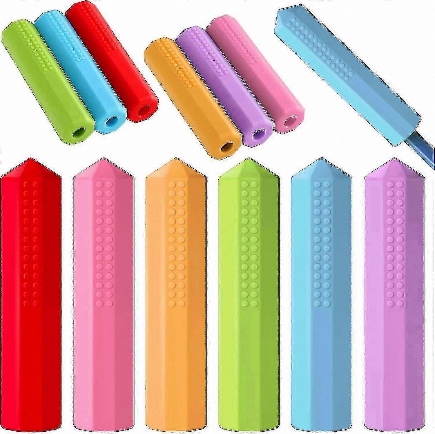 Silicone Pencil Toppers Set of 6, Chewable Sensory Tools for Focus and Calm, Perfect Gift for Kids and Teens
