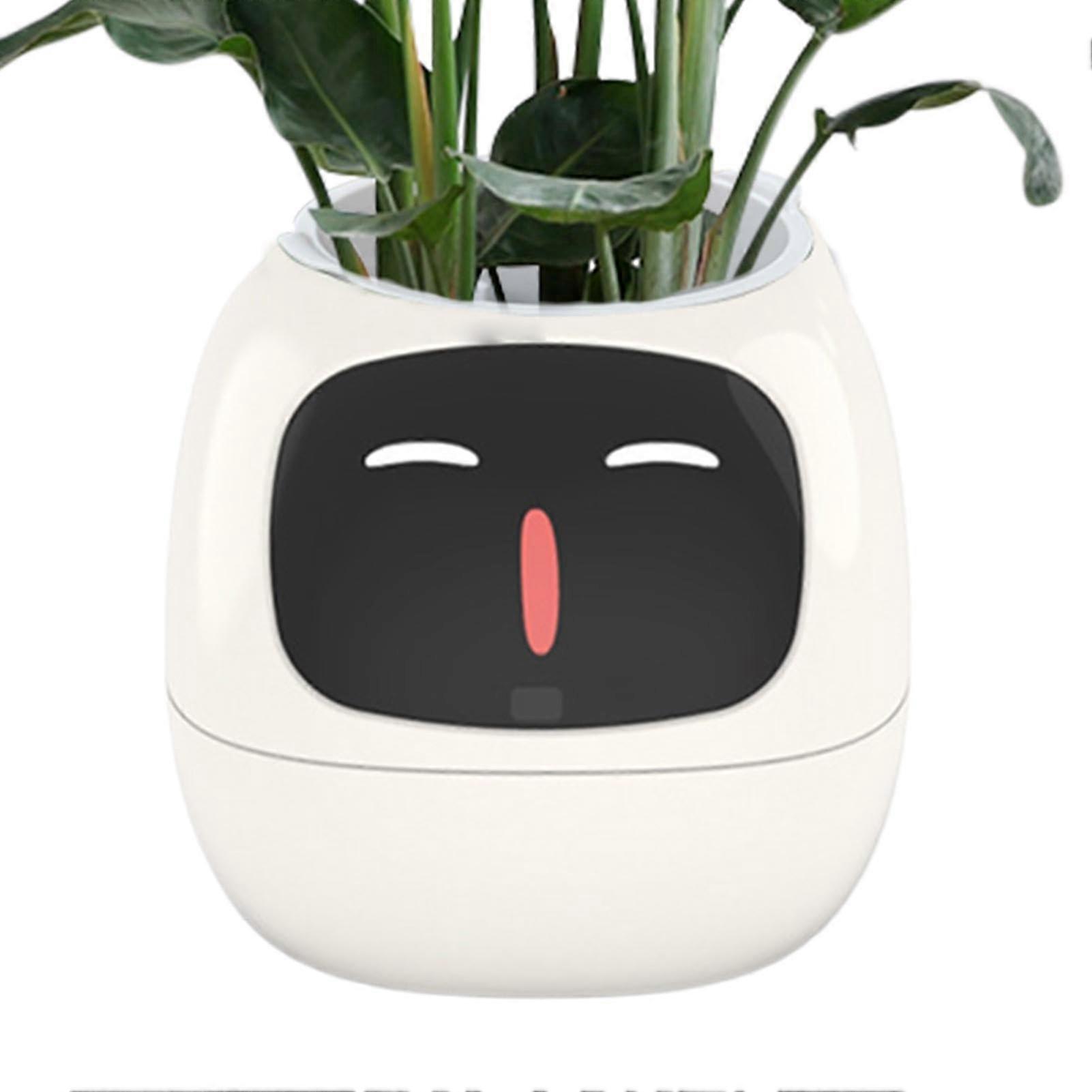 Planter AI Flowerpot AIPowered Expression Modes USB Rechargeable Plant Pot White