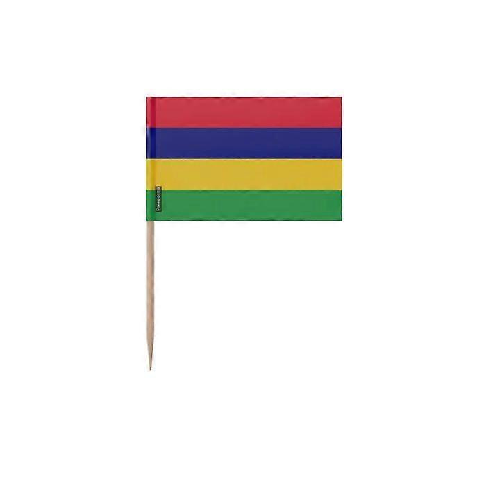 Mauritius Flag Toothpicks - 8 cm - 100 pieces - Adhesive plastic - Bamboo stick - Pixelforma