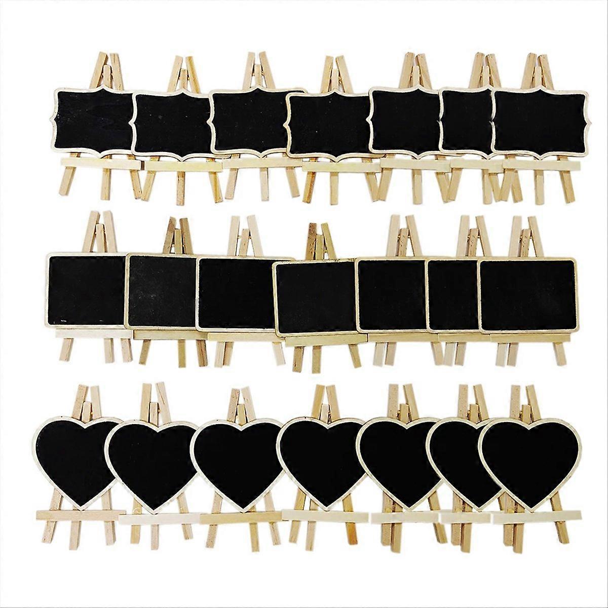21PCS Mini Wooden Blackboard with Tripod Menu Message Board Signs