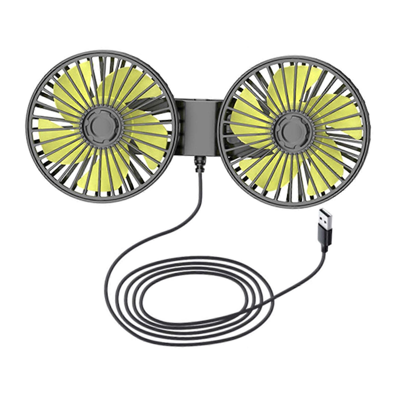 Headrest Air Circulation Fan 3 Speed Adjustable Double Head Cooling Fan for Vehicle Air Circulator Fan Ventilation Fan Multicolor