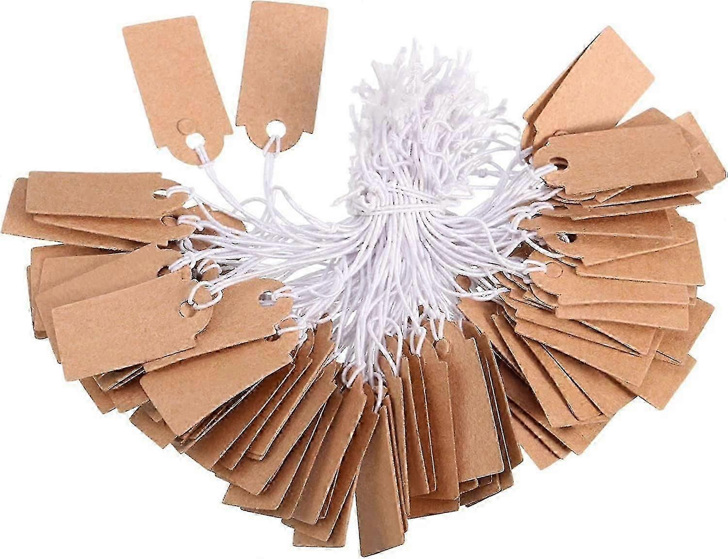 300 Sheets Label Tags Price Tags Blank Writable Price Tags Display Tags With Elastic Hang Rope, Kraft