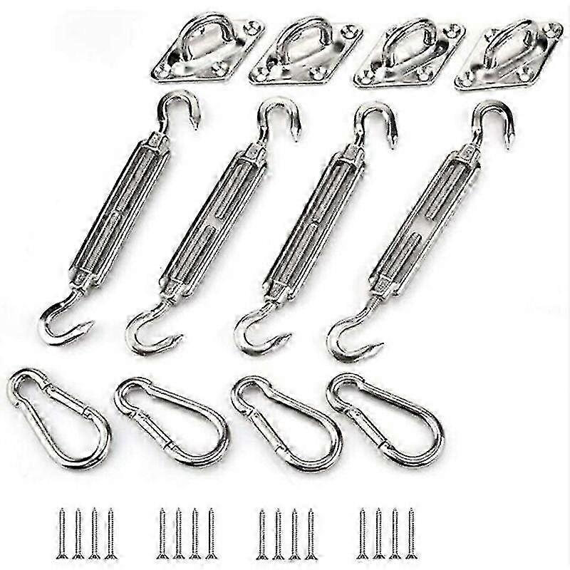 Stainless Steel Shade Sail Accessories - 4 Sets Flower Basket Screws Spring Hook Self Tapping Net Edition 1104