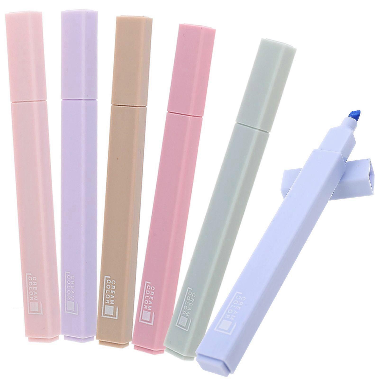 6Pcs Student Highlighter Pen Large Mark Pen Colorful Highlighter Notebook Highlighter