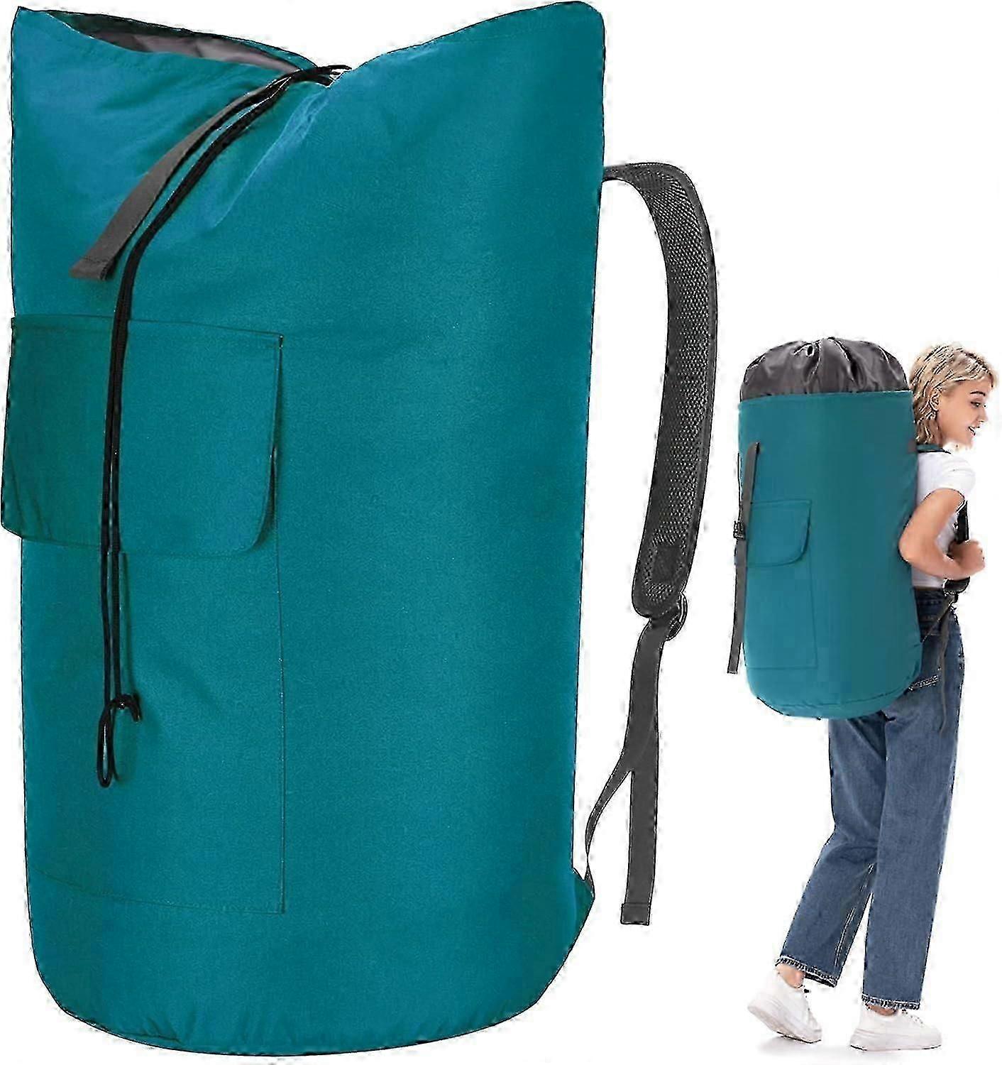 حقيبة غسيل كبيرة جدًا ومتينة، حقيبة ظهر غسيل بسعة 115 لترًا، حقيبة غسيل متينة مع أحزمة، حقيبة غسيل خضراء عسكرية للجامعة، حقيبة دافل تحميل علوي