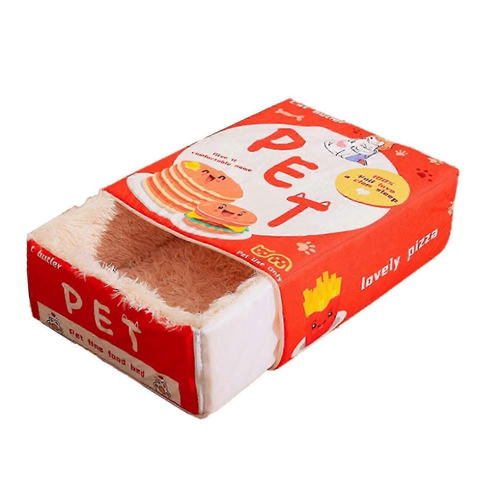 Pet Hideaway Soft Plush Cave Hideaway for Home Camp Use Elegant Cave Bed House Bed for Puppy Drawer Red M