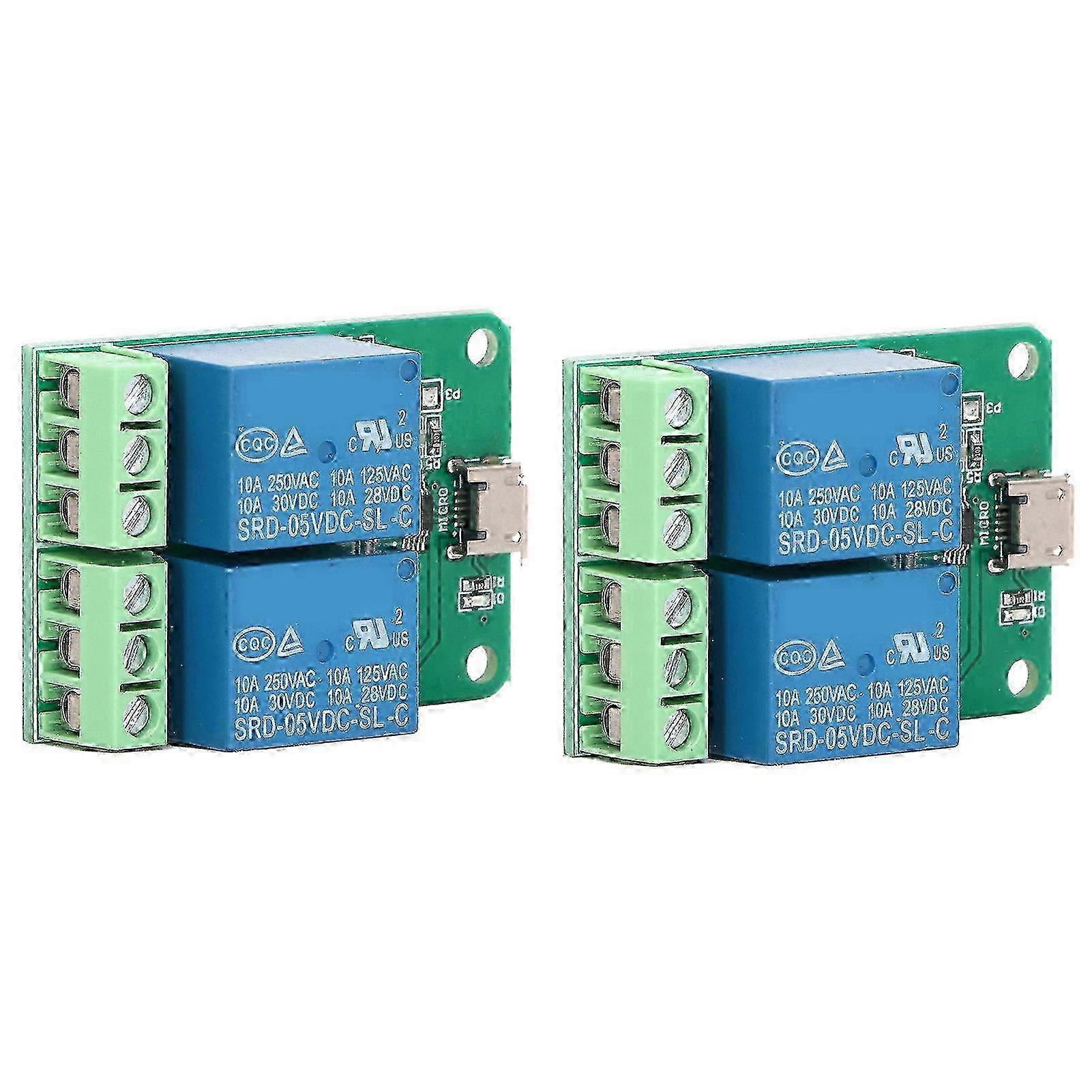 2Pcs Relay Module 2 Channel 5V Plug and Play USB PC Intelligent Control Electric Relay