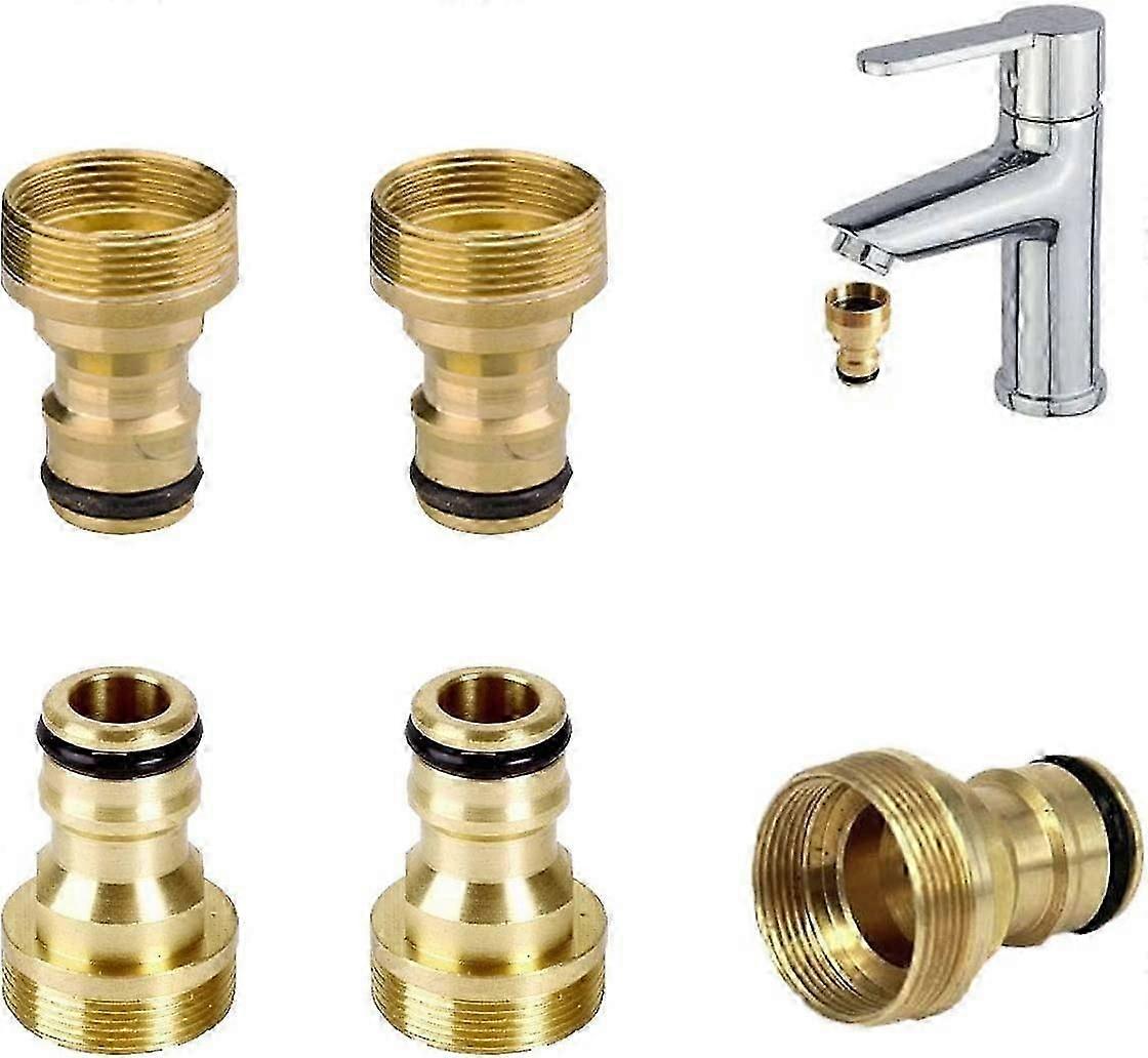 Brass quick coupling, 5 pcs rust-proof tap connection adapter hose threaded tap universal adapter tap connection
