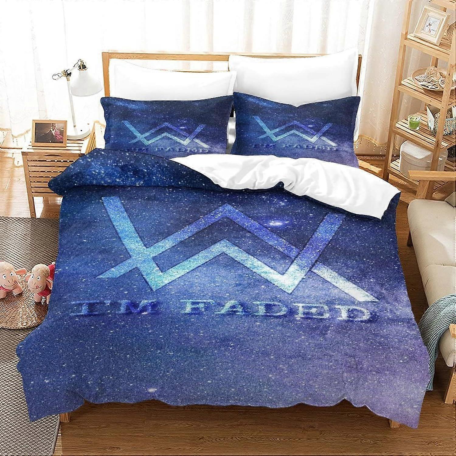 GENBAK Alan Olav Walker Edredom Capa Set 3D Impresso Música Set com fronha DJ Colcha Capa Roupa de cama King