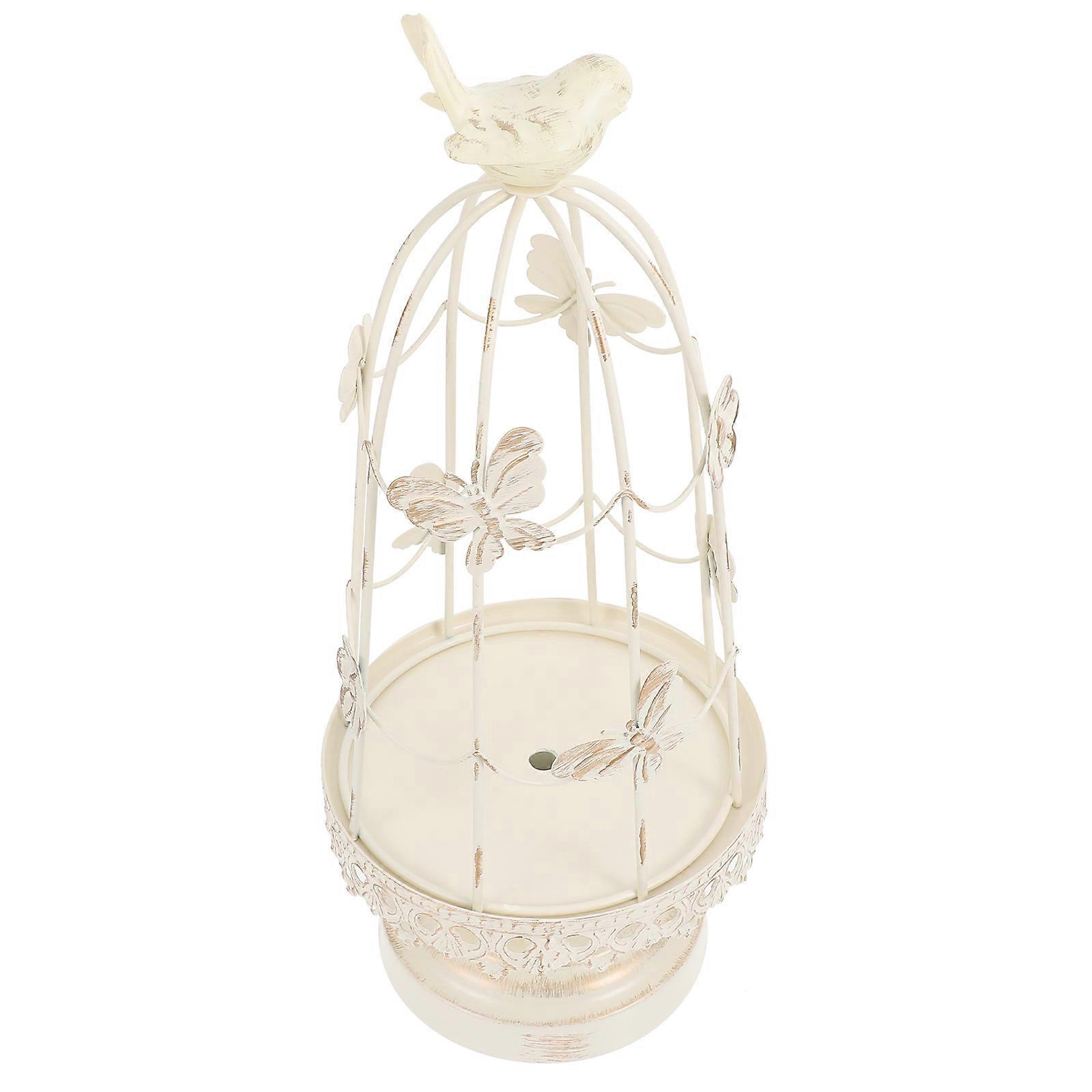 Creative Bird Cage Candleholder Iron Art for Decor White Wedding
