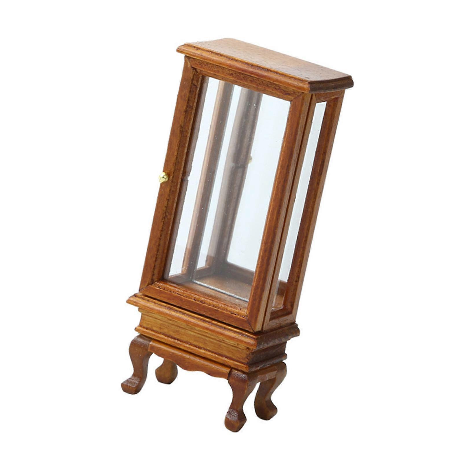 Miniature Dollhouses Display Display Shelf Accessory 1/12 Scale, Realistic Zakka Wood Display Shelf Dollhouses Miniature  walnut color