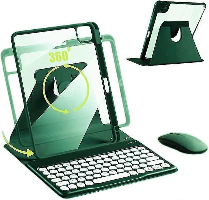 Ipad Pro 12.9 2022 2021 2020 2018 Fodral Med Tangentbord Och Mus, Roterande Stativ Ipad Pro 12,9 tum 6:e 5:e 4:e 3:e generationens tangentbordsfodral med mus,-
