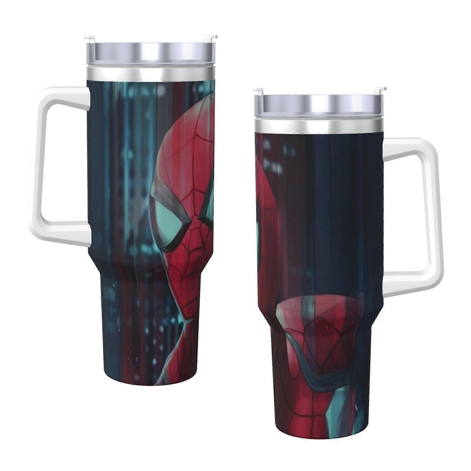 스파이더맨 40oz H2.0 스테인리스 스틸 진공 단열 텀블러 (뚜껑 및 빨대 포함, 물, 아이스티 또는 커피, 스무디용)