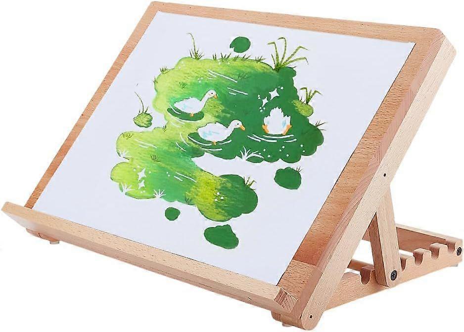 6-Position Tabletop Painting Easel Wood Drawing Board Stand Foldable Drafting Adjustable Desktop Stand for Artists Beginners Painting Artwork Display 