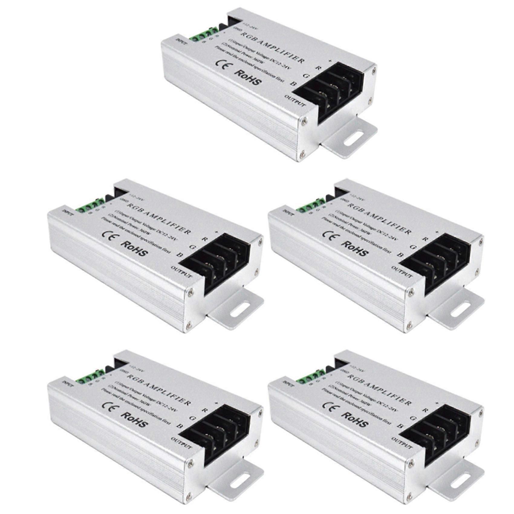 5X 360W RGB LED Amplifier Controller DC12V-24V 30A Aluminum Shell for RGB 5050 3528 SMD LED Strip La