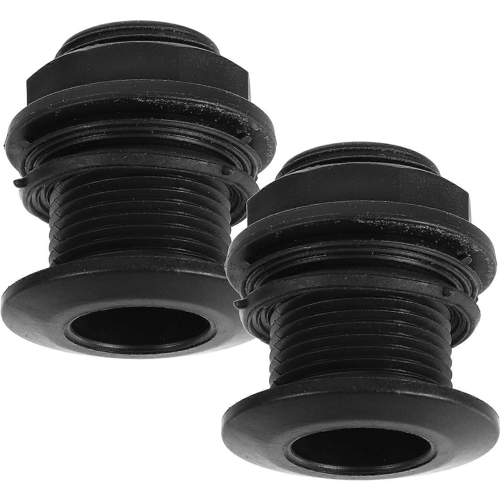 Black PVC Bulkhead Fitting for Water Tanks with Threaded Connector 2Pcs