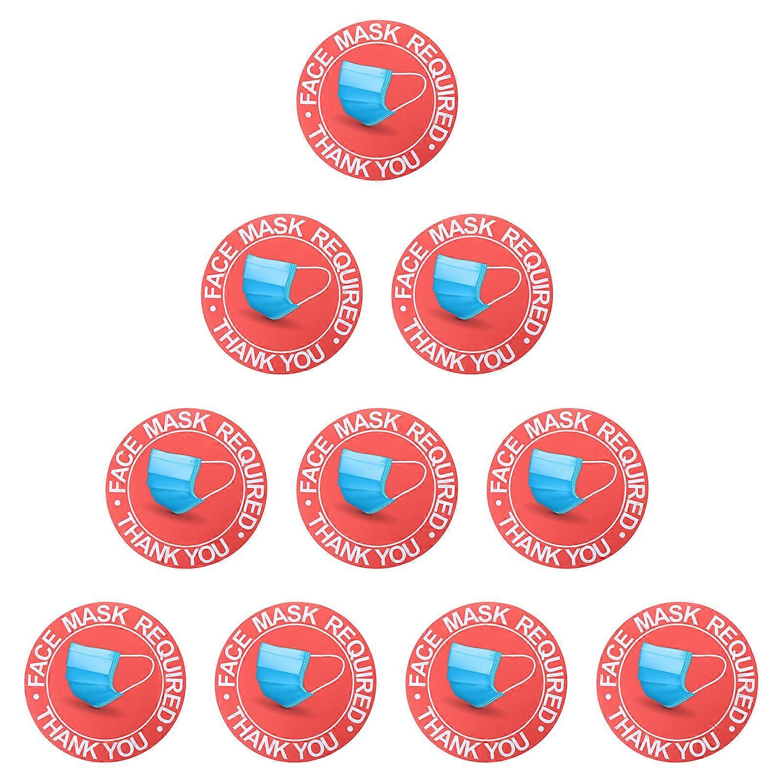 Face Mask Required Decal Red PVC for Public Warning Application 10Pcs Stickers