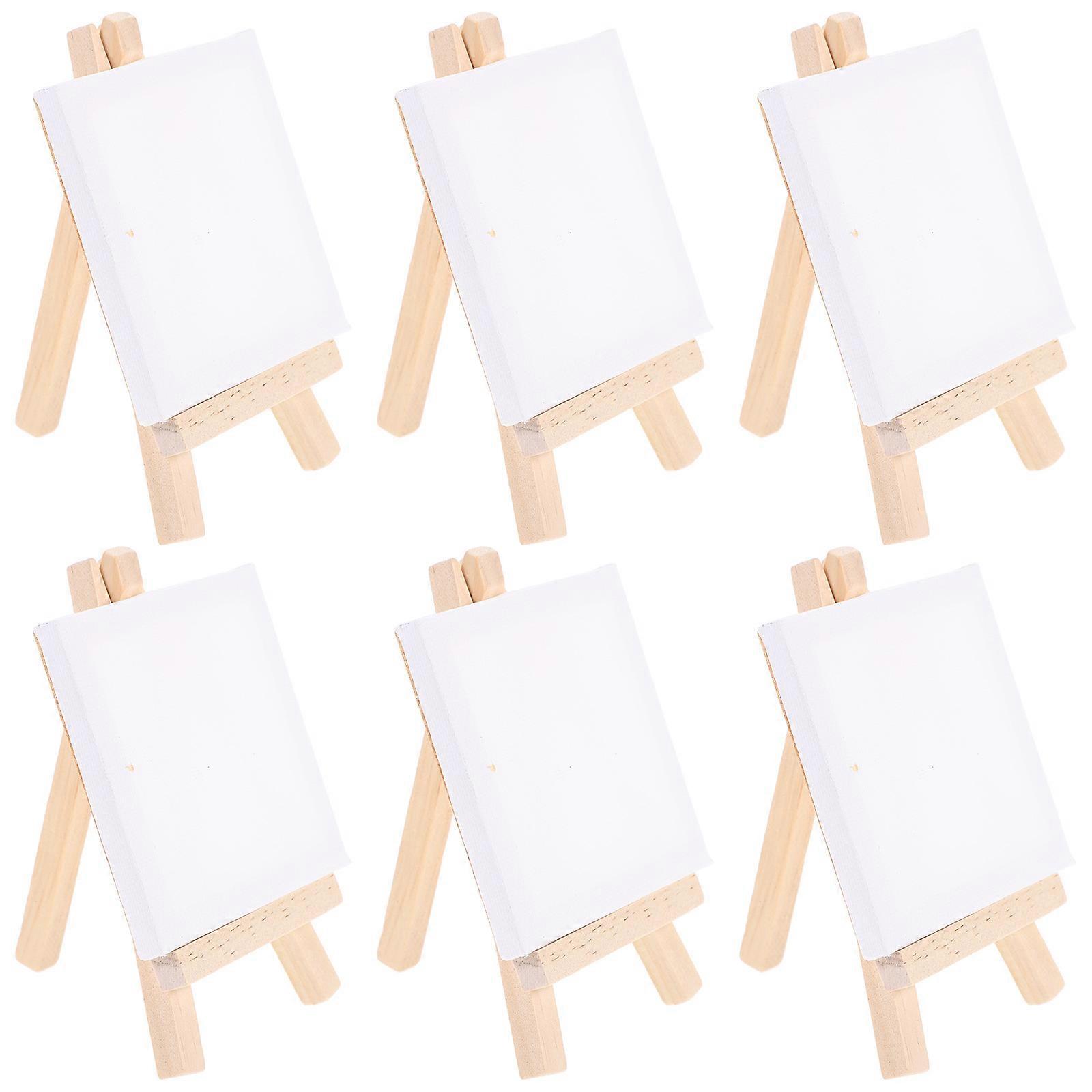 Mini Canvas Easel Set for Painting White Easy to Color and Carry 6 Sets of Artist Canvas Art Boards
